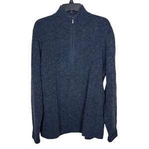 Brooks Brothers 100% Wool Navy Cable Knit 1/4‎ Zip Sweater Men's Size XL Dadcore